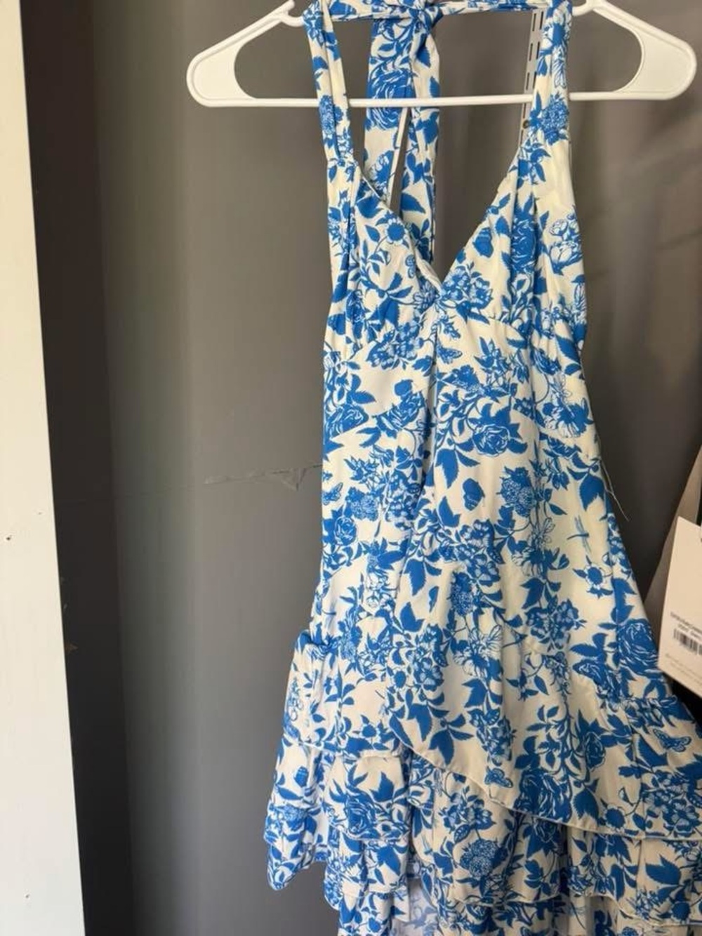 My Kim Collection Blue and White Floral Halter Dress